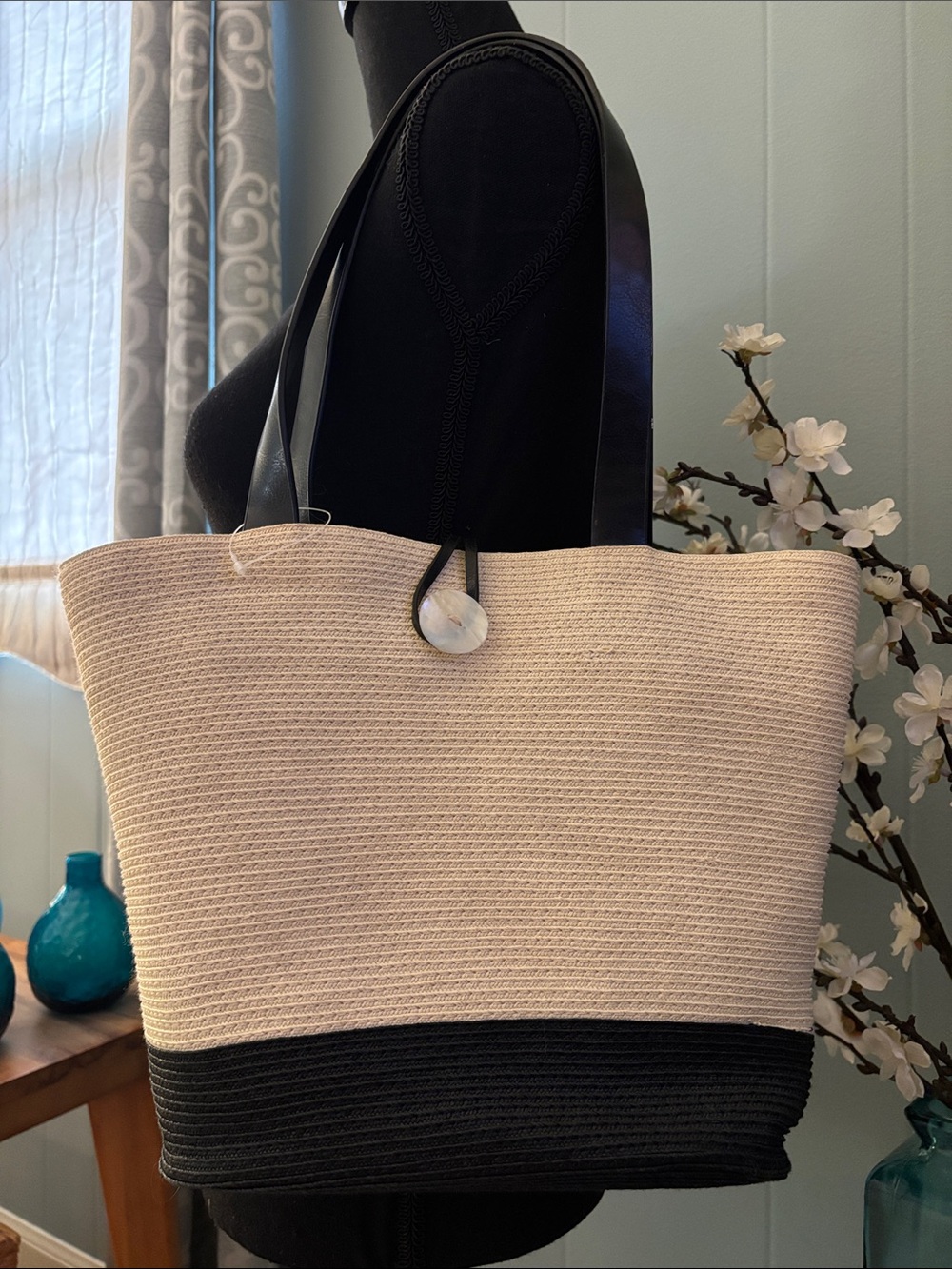 NWOT Vintage New York & Company Faux Raffia Straw Shoulder Bag